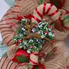 Burlap Candy Cane Christmas Wreath Handmade Deco Mesh. Available in 24 inch and 28 inch diameters view 2