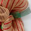 Burlap Candy Cane Christmas Wreath Handmade Deco Mesh. Available in 24 inch and 28 inch diameters view 4
