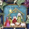 Oh Holy Night Christmas Inspirational Handmade Deco Mesh Wreath with Nativity. Available in 24 inch and 28 inch diameters view 2