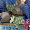 Oh Holy Night Christmas Inspirational Handmade Deco Mesh Wreath with Nativity. Available in 24 inch and 28 inch diameters view 4