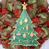 Burlap Deco Mesh Christmas Tree Wreath Handmade. Available in 24 inch and 28 inch diameters view 2