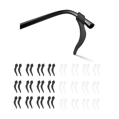 LDCREEE 24 Pairs Eyeglass Ear Grip, Anti-slip Eyeglass Holder, Premium Silicone Ear Hook, Eyeglass Temple Tips Sleeve Retainer for Glasses, Sunglasses Black, Clear-24 Pairs