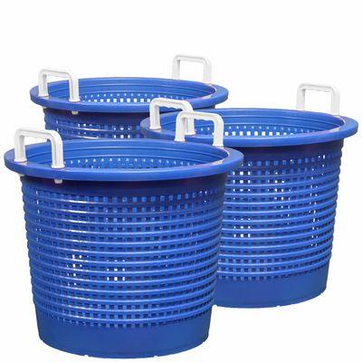 Large, Super Heavy Duty Fish Baskets. Blue with White Handles. Made in USA. 3-Pack.