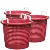 Large, Super Heavy Duty Fish Baskets. Maroon with White Handles. Made in USA. 3-Pack. view 1