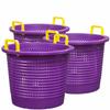Large, Super Heavy Duty Fish Baskets. Purple with Yellow Handles. Made in USA. 3-Pack. view 1