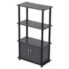 Home Basics 4 Tier Shelf Organizer with Cabinet (Grey) Contemporary Cabinet Shelves for Dcor, Bins, and More | Tall Cabinet Storage Shelf Rack view 1