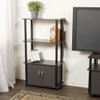 Home Basics 4 Tier Shelf Organizer with Cabinet (Grey) Contemporary Cabinet Shelves for Dcor, Bins, and More | Tall Cabinet Storage Shelf Rack view 2