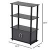 Home Basics 4 Tier Shelf Organizer with Cabinet (Grey) Contemporary Cabinet Shelves for Dcor, Bins, and More | Tall Cabinet Storage Shelf Rack view 3