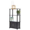 Home Basics 4 Tier Shelf Organizer with Cabinet (Grey) Contemporary Cabinet Shelves for Dcor, Bins, and More | Tall Cabinet Storage Shelf Rack view 4