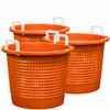 Large, Super Heavy Duty Fish Baskets. Orange with White Handles. Made in USA. 3-Pack. view 1