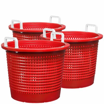 Large, Super Heavy Duty Fish Baskets. Red with White Handles. Made in USA. 3-Pack.
