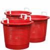 Large, Super Heavy Duty Fish Baskets. Red with White Handles. Made in USA. 3-Pack. view 1