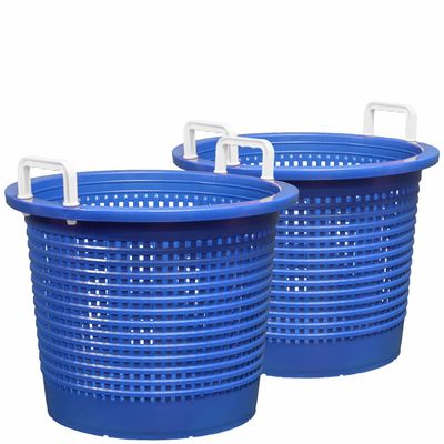 Large, Super Heavy Duty Fish Baskets. Blue with White Handles. Made in USA. 2-Pack.