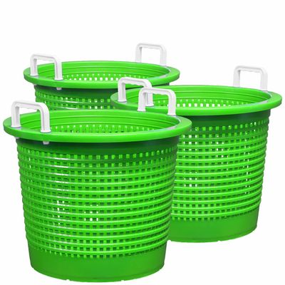 Large, Super Heavy Duty Fish Baskets. Green with White Handles. Made in USA. 3-Pack.