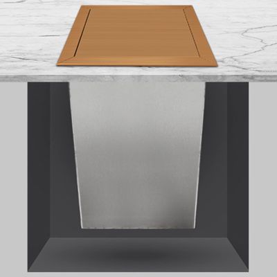 Kitchen Cabinet Trash Can Built-in Waste Bin Container, Countertop Garbage Can Waste Chute Trash Grommet, Embedded Stainless Steel Trash Drawer with Swing Flap Lid, for Restaurant/Hotel/Office