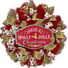 Have a Holly Jolly Christmas Handmade Deco Mesh Wreath. Available in 24 inch and 28 inch diameters view 1