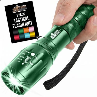 GORILLA GRIP Powerful LED Handheld Tactical Flashlight, Hunter Green