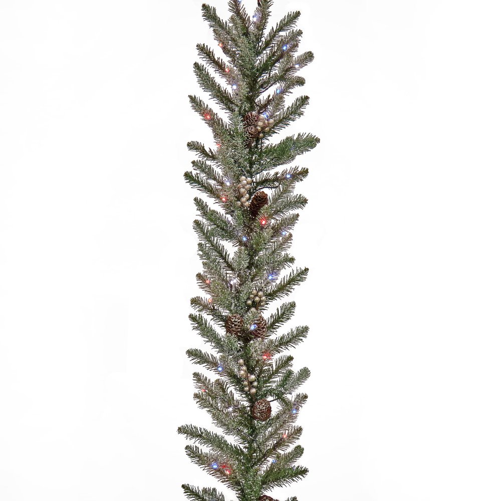 National Tree Company Pre Lit Artificial Garland, Snowy Morgan, Green, Decorated with Pine Cones, Berry Clusters, LED Lights, Plug in, Christmas Collection, 9', 108 x 12 x 4 (PEMG3-300T-9B-S)