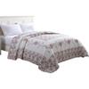 Beatrice Home Fashions Carnation Floral Embroidered Quilted Bedspread, Lightweight, All-Seasons, Queen, Rose view 1