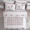 Beatrice Home Fashions Carnation Floral Embroidered Quilted Bedspread, Lightweight, All-Seasons, Queen, Rose view 3