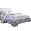 Beatrice Home Fashions Carnation Floral Embroidered Quilted Bedspread, Lightweight, All-Seasons, Full, Blue view 1