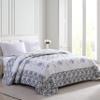 Beatrice Home Fashions Carnation Floral Embroidered Quilted Bedspread, Lightweight, All-Seasons, Full, Blue view 2