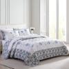 Beatrice Home Fashions Carnation Floral Embroidered Quilted Bedspread, Lightweight, All-Seasons, Full, Blue view 4