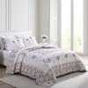 Beatrice Home Fashions Carnation Floral Embroidered Quilted Bedspread, Lightweight, All-Seasons, King, Rose view 4