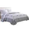 Beatrice Home Fashions Carnation Floral Embroidered Quilted Bedspread, Lightweight, All-Seasons, Queen, Blue view 1