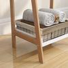 4 Tier White Ladder Shelf Modern Wood Bookshelf Leaning Bookcase Book Shelves for Living Room Bedroom Contemporary Bamboo Finish Certified view 3