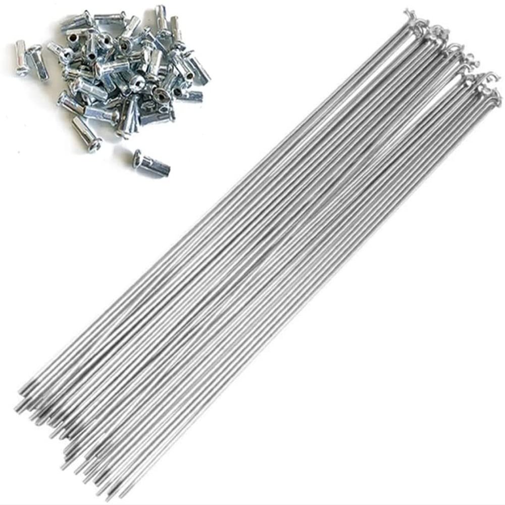 TRENDYBOY 13G Bicycle Spokes Carbon Steel E-Bike Spokes 40pcs J Bend Electric Bicycle Spokes with 12mm Nipples 100~292mm Bicycle Spokes(130 mm,Silver)