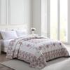 Beatrice Home Fashions Carnation Floral Embroidered Quilted Bedspread, Lightweight, All-Seasons, Twin, Rose view 2