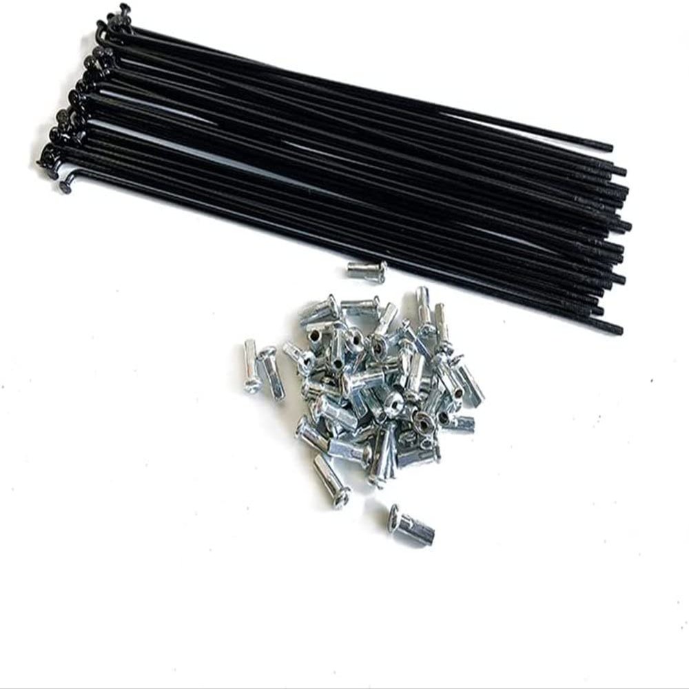 TRENDYBOY 13G Bicycle Spokes Carbon Steel E-Bike Spokes 40pcs J Bend Electric Bicycle Spokes with 12mm Nipples 100~292mm Bicycle Spokes(230mm,Black)