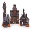 Mark Feldstein & Associates Spooky Halloween Color Changing Pre-Lit LED Haunted House Village Set, 8 Inch, Set of 3 view 1