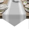 Table Runner Dresser Scarves, Farmhouse Gray White Stripe Table Runners 13x48 Inch Long,Non-Slip Washable Kitchen Dining Coffee Table Decor for Farmhouse Party Holiday Dinner view 1