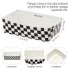 100 Pieces Race Car Checkered Trays, Racing Themed Fast One&two Birthday Decorations for Boys, 2 lb Checkered Paper Plaid Black and White Popcorn Trays Supplies Hot Dog Chips Baskets Small Food Boats view 4