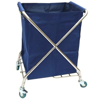 Laundry Sorter on Wheels Laundry Trolley Cart Medical Cart Tool Folding Linen Cart with Brake Wheel, Folding Laundry Sorter Cart, Hotel Collection Rolling Trolley, Room Service Cart (Color : Blue)