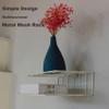 2 Tier Router Shelf Rack Ventilated Metal Mesh Router Wall Mount Modem Shelf WiFi Router Storage Box Cable Box Shelf Equipped with No Trace Nails and Sticky Hook view 2