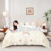 Sun Moon Girly Duvet Cover Set Queen Size,12 Constellation Universe Bedding Set for Kids Teens Adults Home Room Decor,Geometric Line Dots Boho Comforter Cover,Beige Trippy Quilt Cover,2 Pillowcases view 2