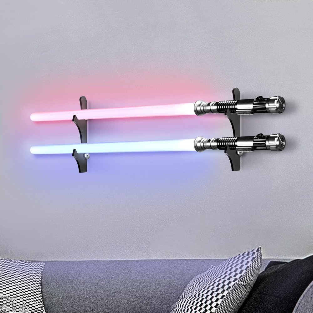 TOPNEW Lightsaber Wall Mount - Clear Acrylic Display Stand Holder for Light Saber Swords Spears Cosplay Props, Horizontal Wall Mount for Collectors Gifts (Black)