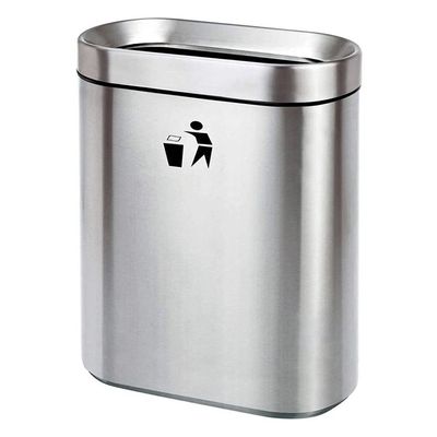 moisture Patio Outdoor Trash Can Outdoor Trash Can Stainless Steel Trash Can Kitchen Garbage Sorting Trash Can Subway Commercial Trash Can Street Park Outdoor Trash Can (Color : Silver)