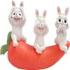 3pcs Carrot Bunny Figurines Miniature Rabbit Carrot Ornament Animal Figures for Christmas Birthday Fairy Garden Decorations view 1