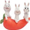 3pcs Carrot Bunny Figurines Miniature Rabbit Carrot Ornament Animal Figures for Christmas Birthday Fairy Garden Decorations view 3