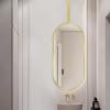 Luyckfrazy Gold Home Oval Ceiling Mounted Mirror for Washroom Bedroom Cloakroom Hanging Rod Mirror Entrance Store Hotel Customizable Metal Boom Hanging Mirror (Size : 40cmx70cm) view 3