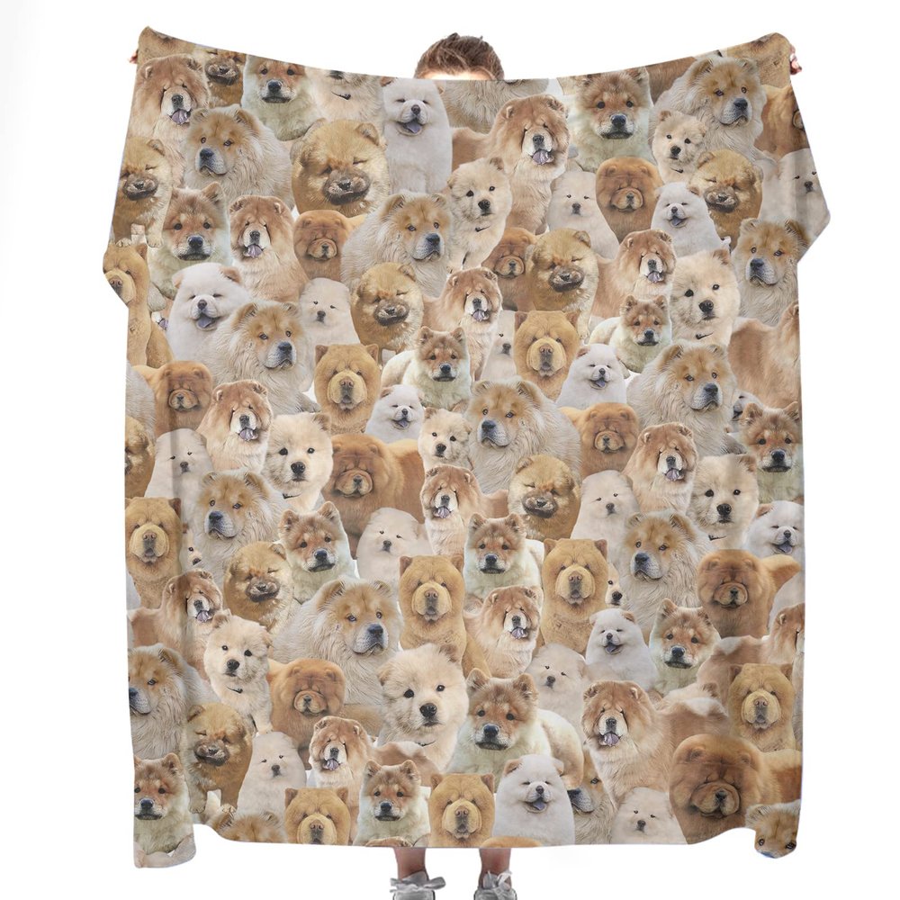 Chow Chow Dog Printed Blanket - Cute Puppy Print Throws Blankets Gift for Dog Lover, Pet Owner - Ultra Soft Warm Fleece Blanket Quilt for All Seasons Bed Sofa