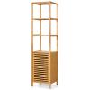 Tangkula Bathroom Cabinet, 65 Inch Tall Slim Bathroom Storage Cabinet with Shutter Door and 3 Open Shelves, Narrow Multifunctional Tower Cabinet, Natural Bamboo, 15.5 x 14.5 x 65 Inch view 1