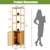Tangkula Bathroom Cabinet, 65 Inch Tall Slim Bathroom Storage Cabinet with Shutter Door and 3 Open Shelves, Narrow Multifunctional Tower Cabinet, Natural Bamboo, 15.5 x 14.5 x 65 Inch view 3