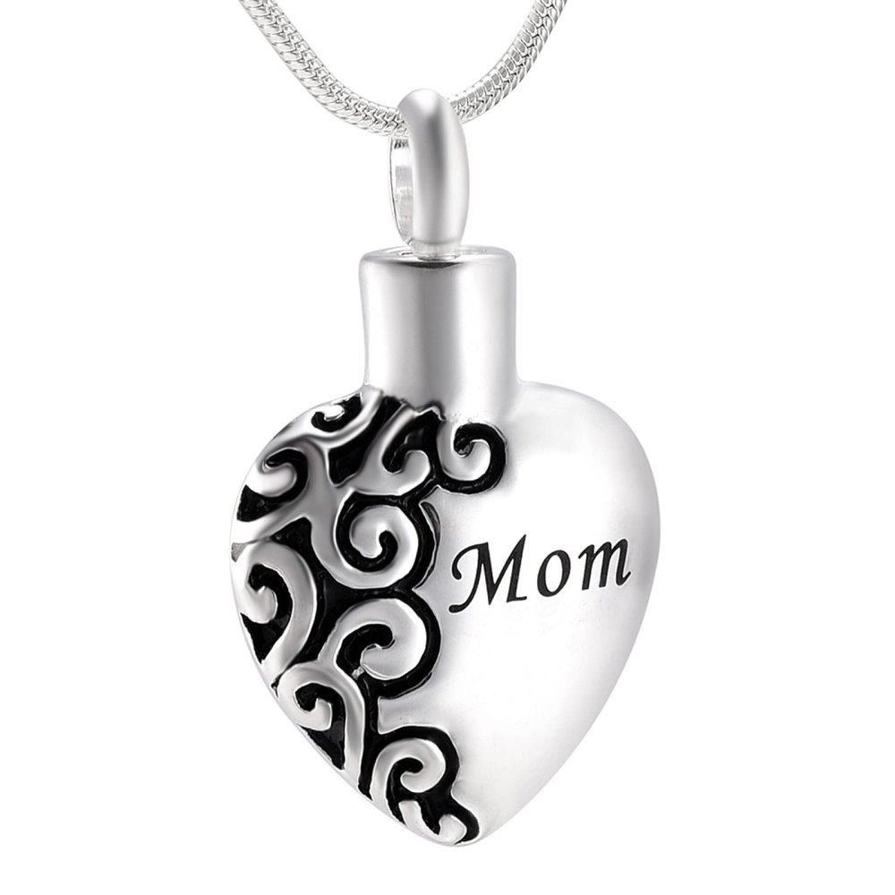 SHEIL Different Versions Paw Print On My Heart Stainless Steel Cremation Jewelry Pendant Pet Memorial Ashes Necklace,2