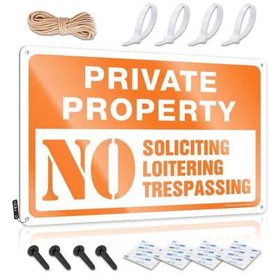 Warining Sign Private Property No Trespassing Sign,No Loitering Sign,No Soliciting Sign for Homemetal Sign Metal Sign Lawn Warning Sign Gun Signs for Man Cave ( Size : 20X30CM )