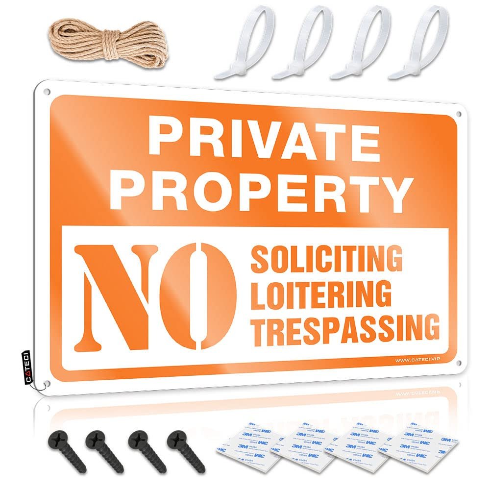 Warining Sign Private Property No Trespassing Sign,No Loitering Sign,No Soliciting Sign for Homemetal Sign Metal Sign Lawn Warning Sign Gun Signs for Man Cave ( Size : 20X30CM )